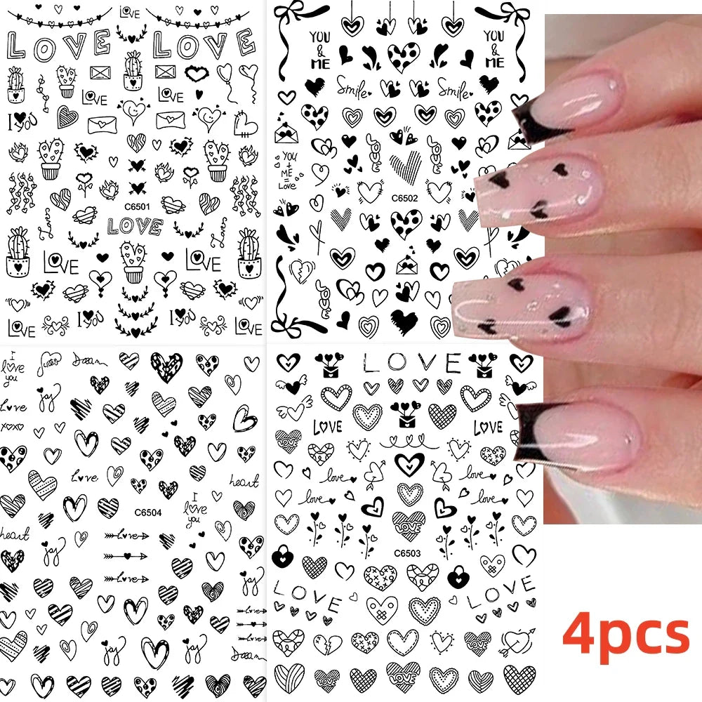 5/8Pcs 3D Hawaiian Flowers Nail Art Stickers Summer Decors with Tropical Leaves Slider Vibrant Pink & White Flowers for Parties* (ONLINE ORDER ONLY)