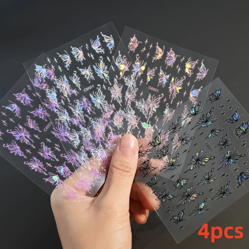 5/8Pcs 3D Hawaiian Flowers Nail Art Stickers Summer Decors with Tropical Leaves Slider Vibrant Pink & White Flowers for Parties* (ONLINE ORDER ONLY)