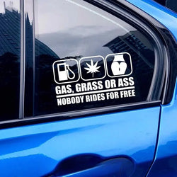 "GAS, CRASS OR ASS NOBODY RIDES FOR FREE" Car Stickers, Automobile Trucks Windows Bumper Car Accessories Waterproof Viny Decal (ONLINE ORDER ONLY)
