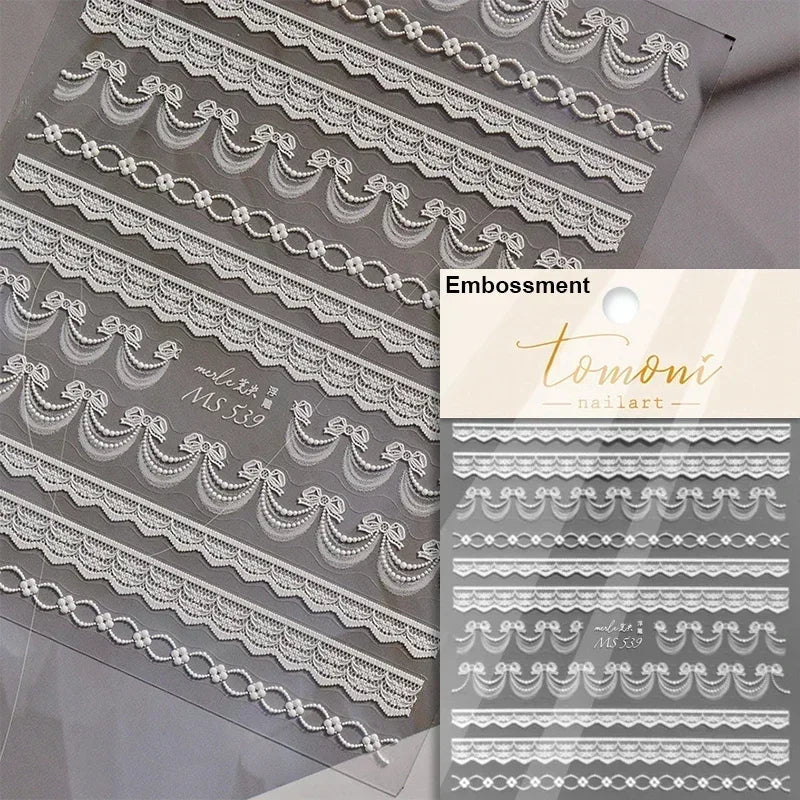 Geometric French Style Colorful Square Grid Rhombus Line Stripe Bowknot 3D Self Adhesive Nail Art Stickers Shiny Manicure Decals (ONLINE ORDER ONLY)