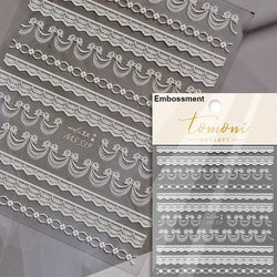 Geometric French Style Colorful Square Grid Rhombus Line Stripe Bowknot 3D Self Adhesive Nail Art Stickers Shiny Manicure Decals (ONLINE ORDER ONLY)