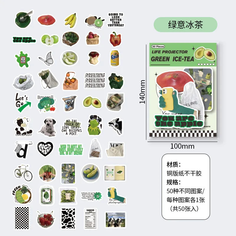 50pcs/lot Korean ins Scrapbook Stickers Life Projector Series Art Craft Sticker Decorative Diary Planner Cute Stationery Sticker (ONLINE ORDER ONLY)