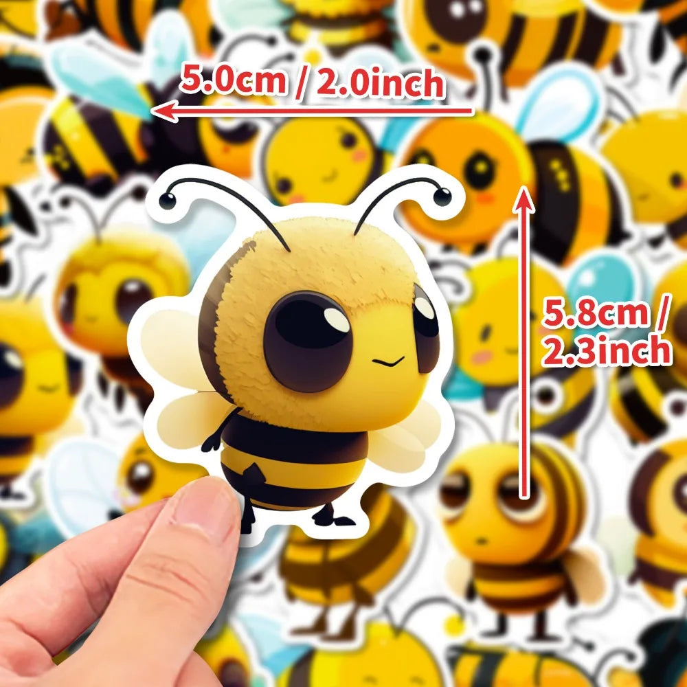 50PCS Cartoon Bee Honey Stickers DIY Laptop Guitar Luggage Fridge Waterproof Graffiti Sticker Decal Kids Classic Toys (ONLINE ORDER ONLY)