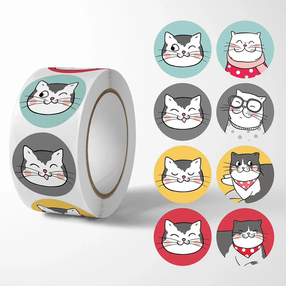 500pcs/Roll Cartoon Animal Stickers Anime Round Seal Diy Laptop Decals Stickers Cute Book Children Reward Kids Toy Gift (ONLINE ORDER ONLY)