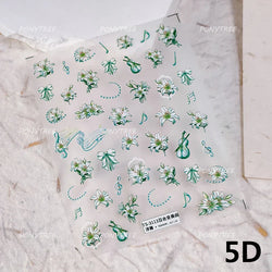 Spotless Lily Lilium Flowers Moon Pearl Crown Lily-white Pearl Necklace Pendant Self Adhesive Nail Art Stickers Manicure Decals (Online Order Only)