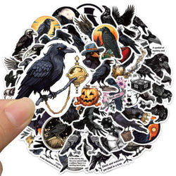 50pcs Cool Cartoon Aesthetic Bird Crow Stickers Water Bottle Stickers Laptop Luggage Skateboard Waterproof Vinyl Car Decals (ONLINE ORDER ONLY)