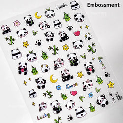 Panda Bamboo Butterfly Pattern Totem Figure Peony Flower Love Heart Adhesive Nail Art Stickers Embroidery Pearl Manicure Decals (ONLINE ORDER ONLY)