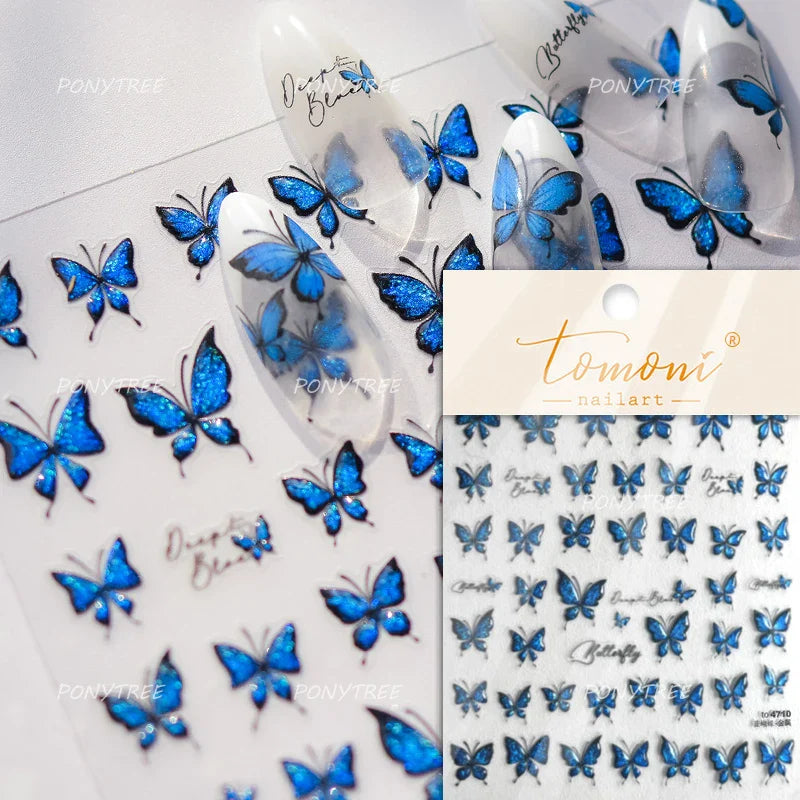 Lace Butterfly Hollow Out Fabric Romantic Flower Pattern Chic Adhesive Nail Art Sticker Rhinestone Manicure Decals Nail Supplies (ONLINE ORDER ONLY)