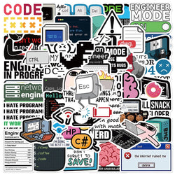 10/50PCS Funny Programming Meme Stickers Java JS Php Docker Html Cloud Language Decals Computer Laptop 404 Network Error Sticker (ONLINE ORDER ONLY)