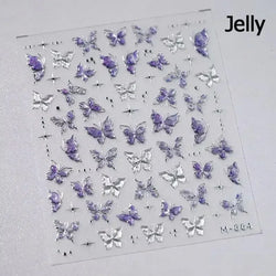Delicate Tender Purple Butterfly Seal Pattern Insect Shiny Golden Stroke Nail Art Decoration Sticker Dressy Laser Manicure Decal (ONLINE ORDER ONLY)