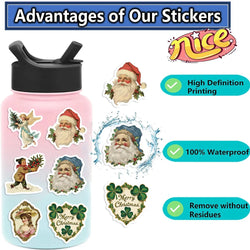 56Pcs Romantic Christmas Stickers Crafts Scrapbooking Book Label Decorative Christmas Tree Sticker DIY Stationery Notebook (ONLINE ORDER ONLY)