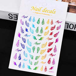 Gold Silver Wing Nail Art Stickers 3D Metal Chain Heart Love Sun Moon Star Gel Polish Adhesive Manicure Slider Decor Accessories (ONLINE ORDER ONLY)
