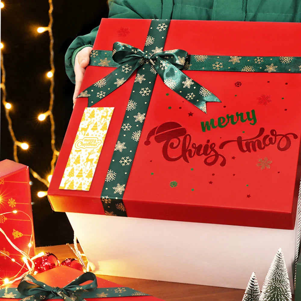 120pcs Rectangle Gold Foil Sticker Rose Gold Merry Christmas Stickers Gift Seal Labels Shipping Stickers For Decoration Envelope (Online Order Only)