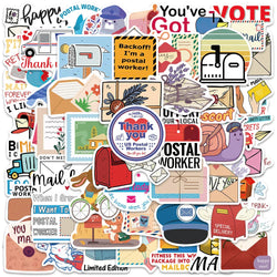 50PCS Waterproof Postman Stickers for Fridge, Notebook, Laptop, Scrapbooking, Gift (Online Order Only)