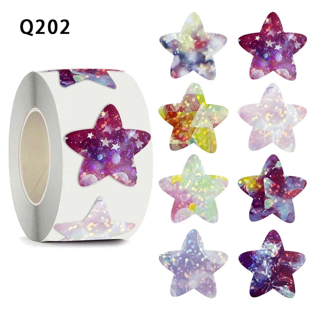 100-500pcs Laser Gold Foil Self-adhesive Star Stickers Reward Chart Decorative Toy Gifts Sticker Labels 1 Inch (ONLINE ORDER ONLY)