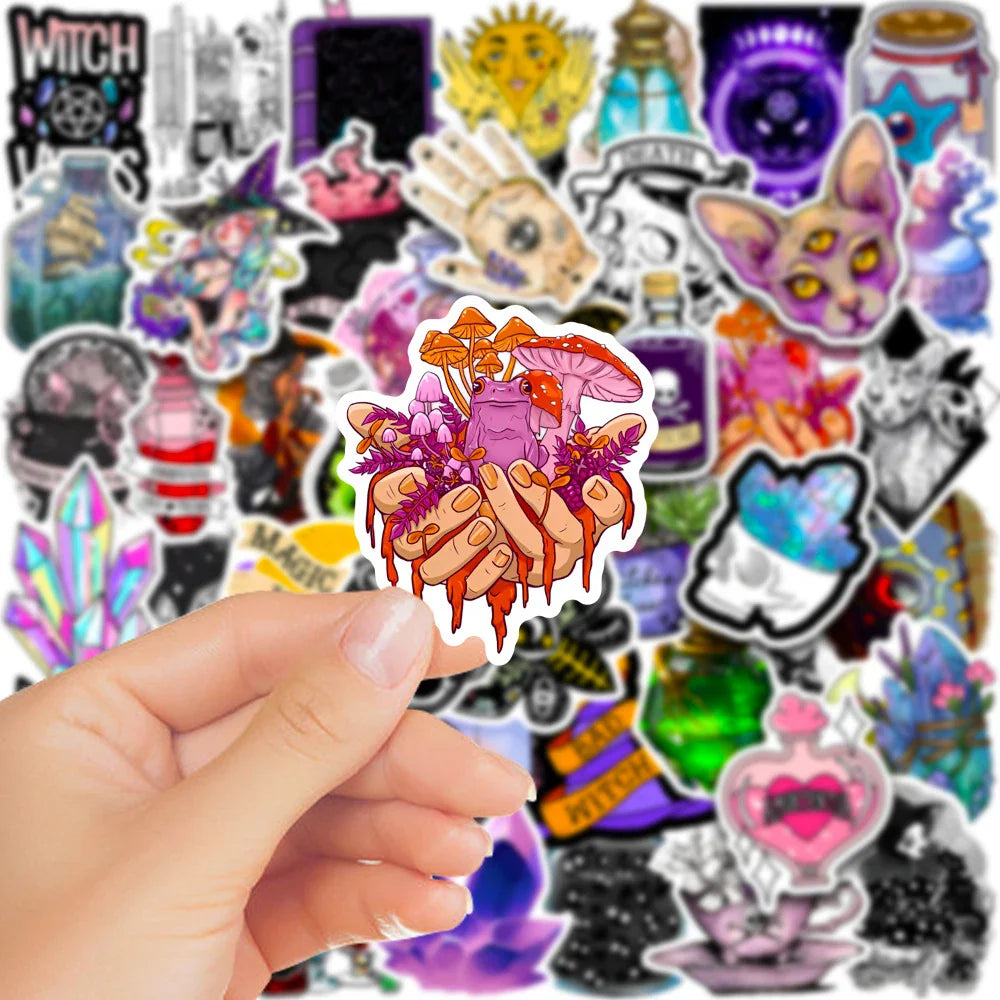 10/30/50/100pcs Art Gothic Magic Apothecary Witch Crystal Sticker Packs (Online Order Only)