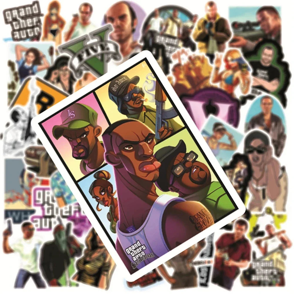10/30/50PCS Game GTA Stickers DIY Motorcycle Travel Luggage Skateboard Kids Toy Graffiti Cartoon Waterproof Sticker Cool Decals (ONLINE ORDER ONLY)