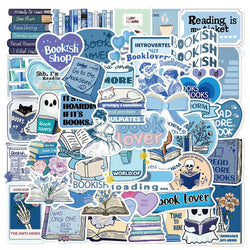10/50pcs Blue Reading Book Bookish Stickers Kindle Aesthetic Girls Ins Decals Scrapbooking Laptop Phone Stationery Kids Toy Gift (Online Order Only)