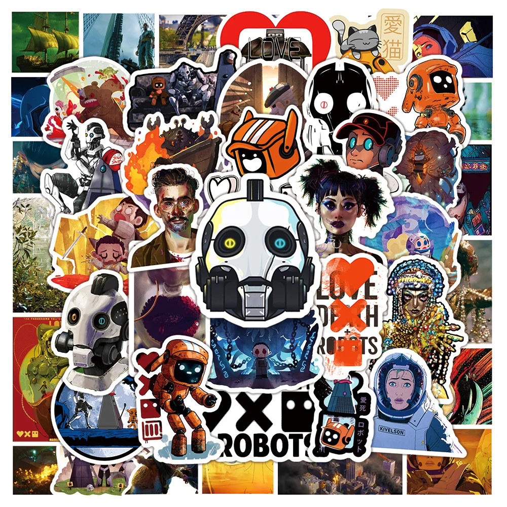 Love Death Robots Stickers: 10/30/50PCS Decals for Laptop, Luggage, Fridge, Motorcycle (Online Order Only)
