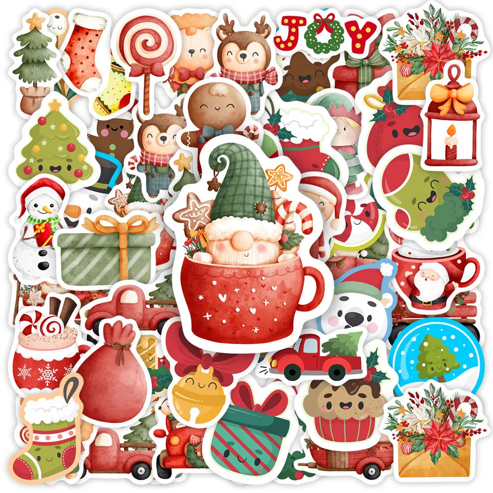 Christmas Stickers Cute Seal Sticker Cartoon DIY Scrapbooking Decoration Decals Funny Children Toys PVC Waterproof for Laptop (ONLINE ORDER ONLY)