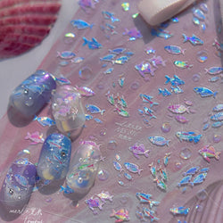 Deep Sea Animal Fish Shoal of Fish Whale Coral Dolphin Summer Beach Cute Jellyfish Bubble Bathyal Fauna Nail Art Stickers Decals (ONLINE ORDER ONLY)