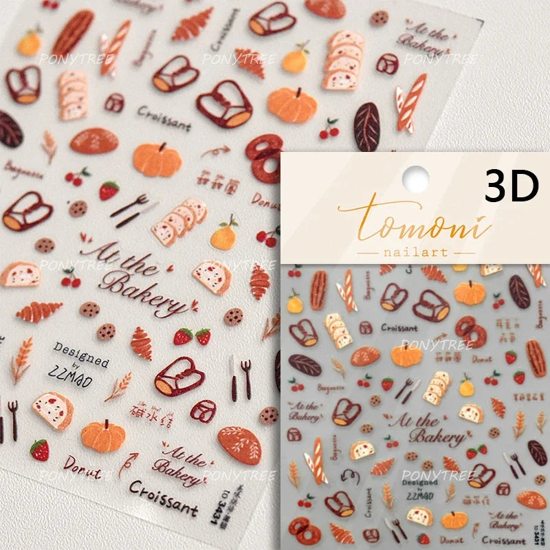 Cute Colored Mushrooms Water Bubbles Umbrella-shaped Plant Various Shapes Fungi Lovely Adhesive Nail Art Stickers Manicure Decal (ONLINE ORDER ONLY)