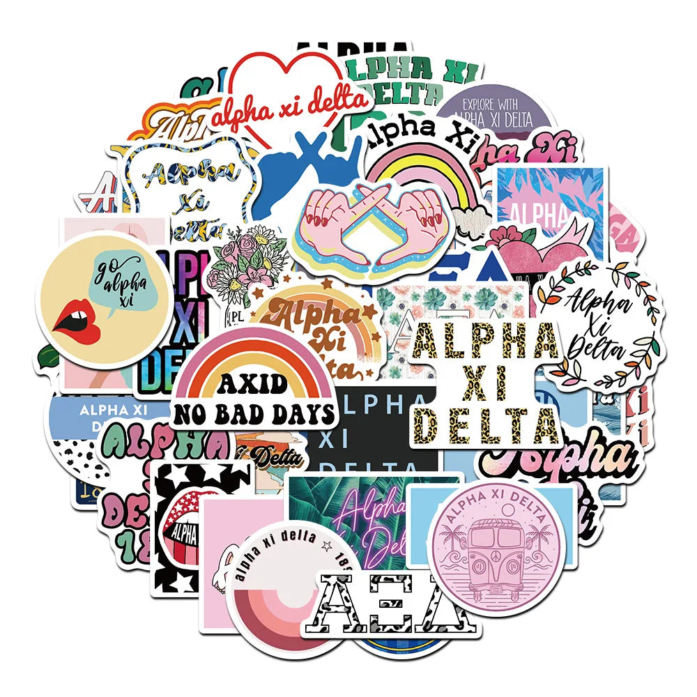 Alpha Xi Delta Cartoon Graffiti Stickers Decal Pack (ONLINE ORDER ONLY)
