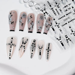 1pcs 5D Floral Nail Art Stickers Acrylic Flowers Decals with Glitter Self-Adhesive Elegant Silver Black Blossoms Theme Nail Art* (ONLINE ORDER ONLY)
