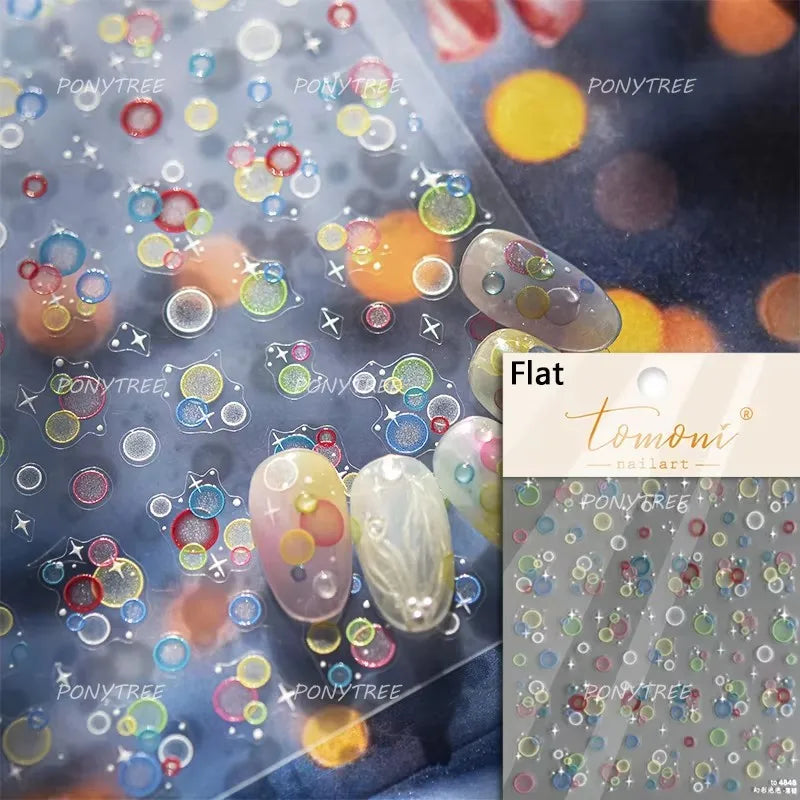 Ocean Elements Starry Sea Shoal of Fish School Water Bubbles Water Bubbles Adhesive Nail Art Decoration Sticker Manicure Decals (Online Order Only)