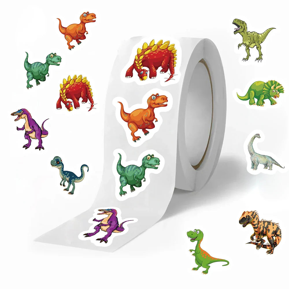 500pcs Cute Dinosaur Pattern Reward Encouragement Sticker Roll for Kids Motivational Stickers with Cute Animals for Students (ONLINE ORDER ONLY)