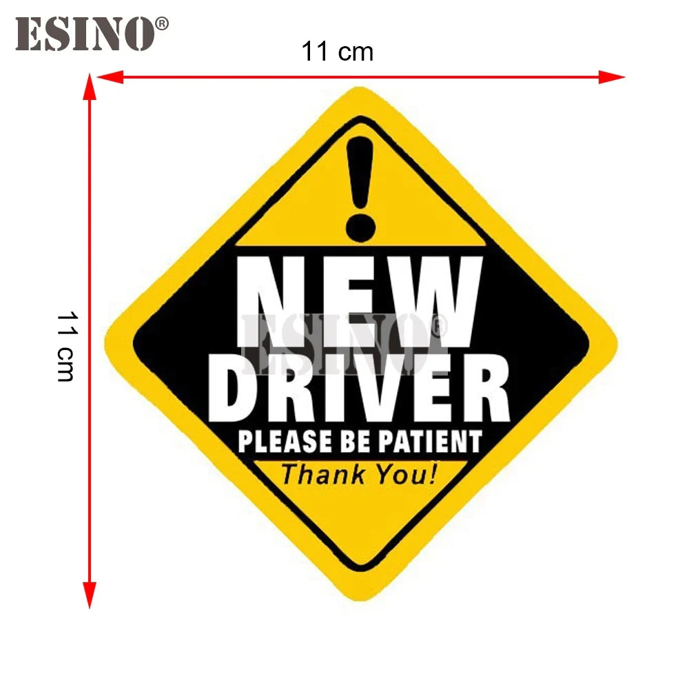 Car Styling Warning Please Be Patient New Driver Decorative Adhesive PVC Waterproof Sticker Whole Body Glass Vinyl Decal (Online Order Only)