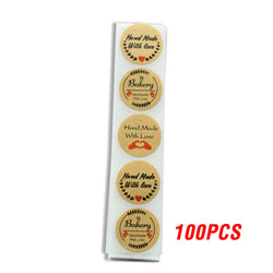 Handmade With Love Label Wedding Stickers 100-500pcs 1 Inch Round Gold Labels Adhesive Sticker Thank You Stickers Stationery (ONLINE ORDER ONLY)
