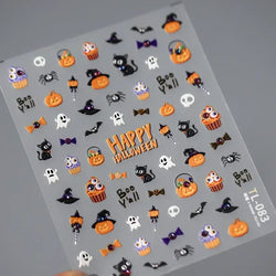 Gothic Dark Spider Butterfly Cross Flame Wings Halloween Horror Rose Flower Rabbit Pumpkin Bear Nail Art Stickers Manicure Decal (ONLINE ORDER ONLY)