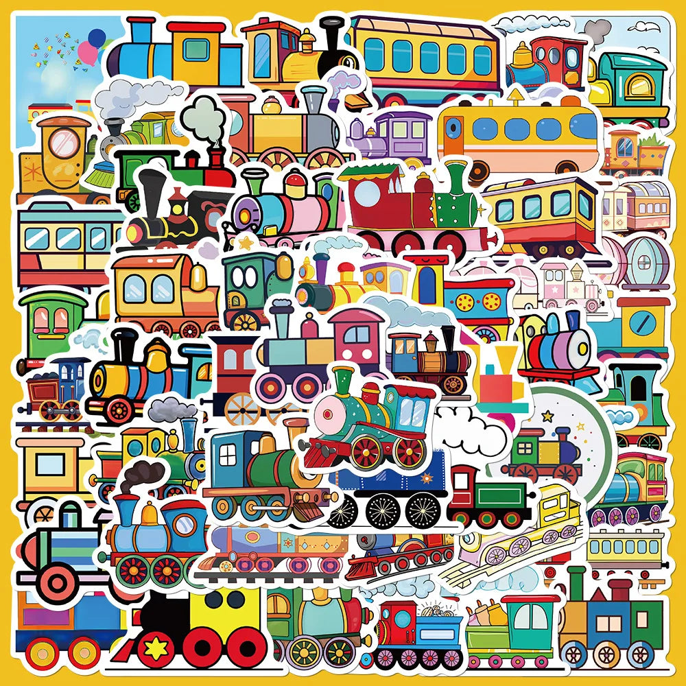 56pcs Cartoon Train Graffiti Stickers for Helmet, Wall, DIY Decoration (Online Order Only)