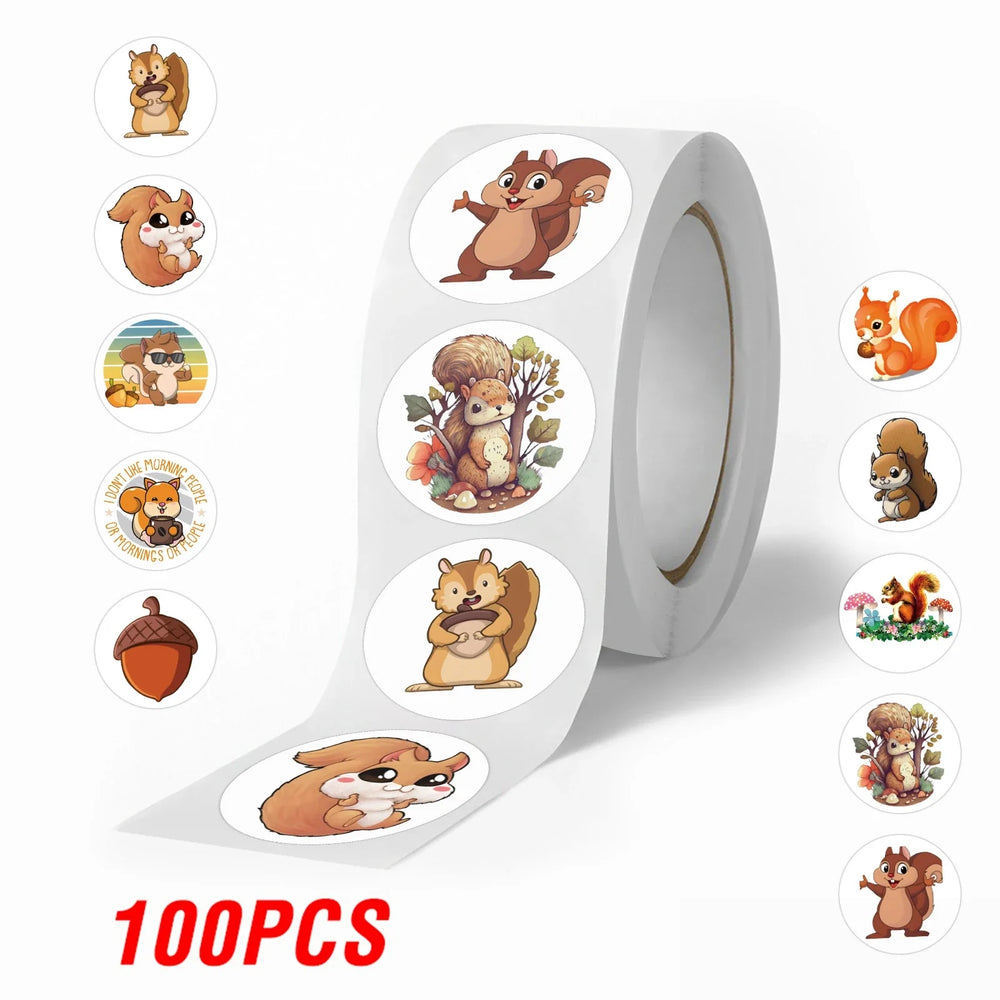 100-500pcs Cute Animal Squirrel Stickers Packs Laptop Phone Case Scrapbook Notebook Reward Sticker Decal for Kid Gift Toy (ONLINE ORDER ONLY)