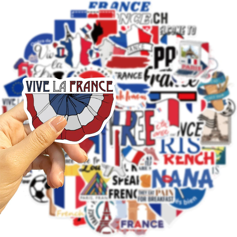 50PCS French Pop Style Stickers Aesthetic Phone Laptop Fridge Water Bottle DIY Waterproof Graffiti Cartoon Simple Sticker Pack (ONLINE ORDER ONLY)
