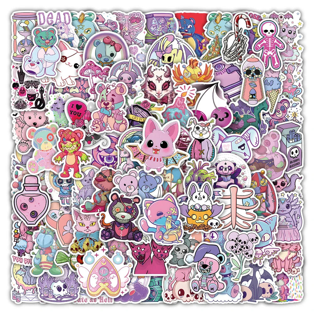 10/30/50/100PCS Cute Horror Cartoon Stickers Graffiti Halloween Decoration Kids Toy DIY Phone Luggage Suitcase Motorcycle Decals (ONLINE ORDER ONLY)
