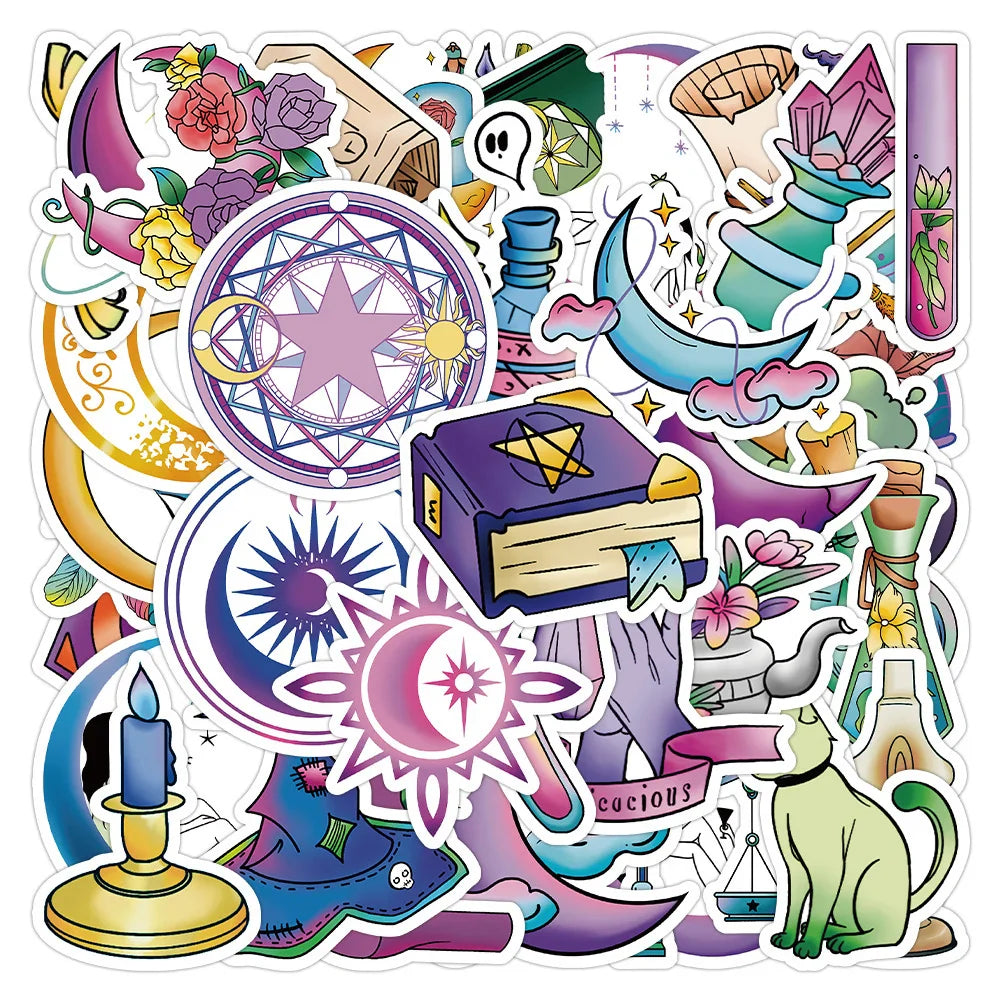 10/30/50/100pcs Cool Cartoon Gothic Magic Stickers Aesthetic Decals Laptop Phone Suitcase Guitar Car Waterproof Sticker Kids Toy (ONLINE ORDER ONLY)