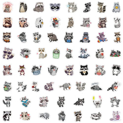 10/30/60PCS Kawaii Raccoon Stickers Cartoon Graffiti Cute Animal Decals DIY Ornament Car Bike Guitar Diary Scrapbook Kids Toy (ONLINE ORDER ONLY)