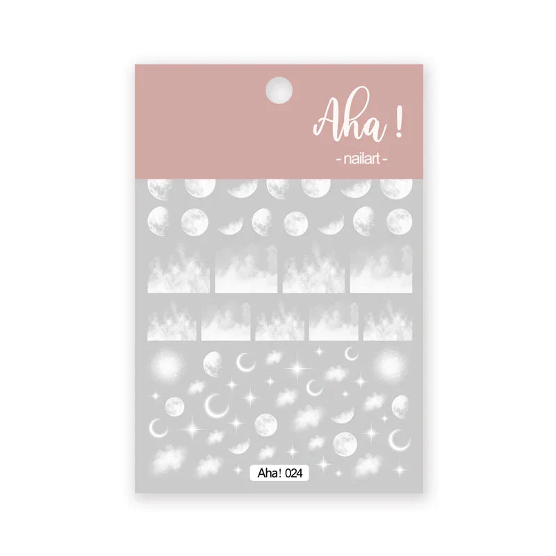 1pc Cute White Cloud Nail Stickers Ultra Thin Nail Art Stickers Self Adhesive Decals Star Moon/Flower/Clouds Kawaii Nail Decals (Online Order Only)