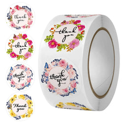 100-500PCS seals stickers Thank You Stickers for Business New Small Merci Roll Sticker Packaging Sticker Flower Rolling Label (ONLINE ORDER ONLY)