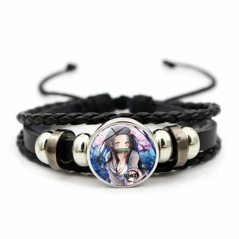 Demon Slayer Bracelet: Tanjiro & Nezuko Leather Charm (ONLINE ORDER ONLY)
