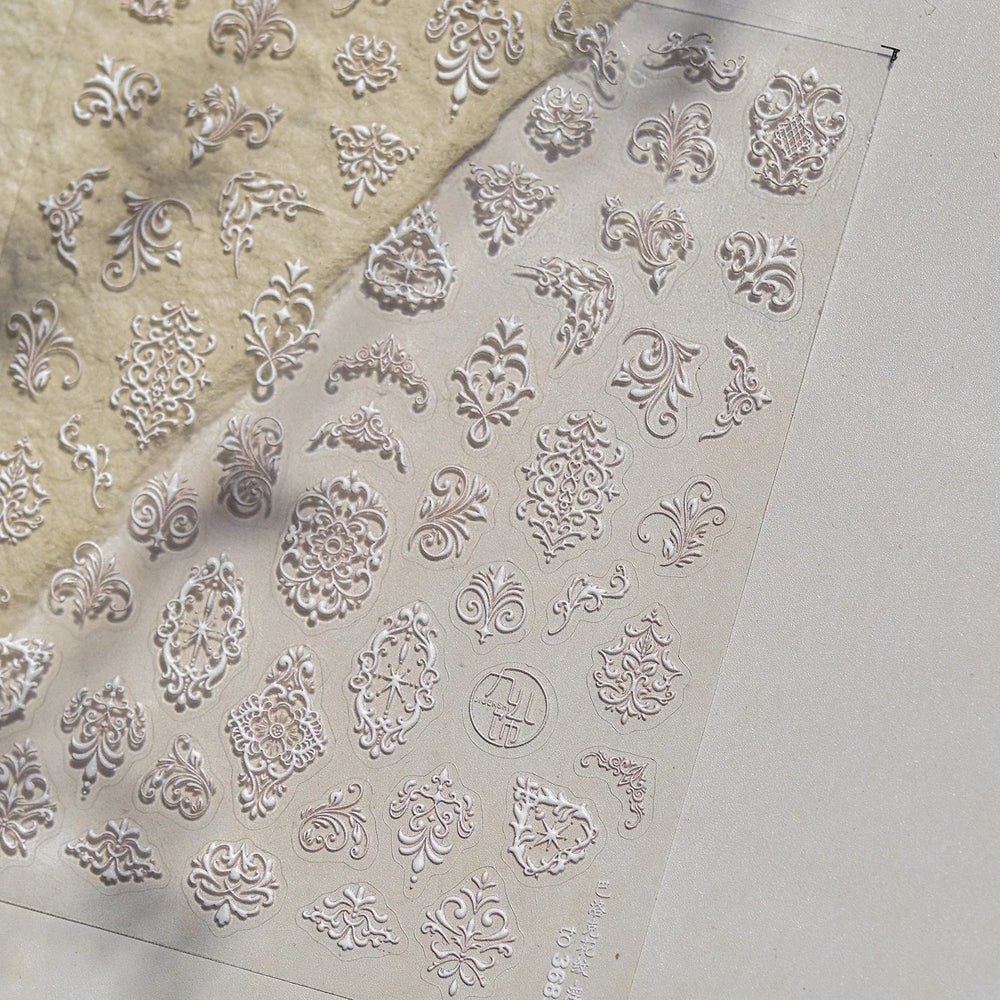 Baroque Figure Flower Totem Geometric Star Love Heart Hot Stamping Embossed Relief Self Adhesive Nail Art Sticker Manicure Decal (ONLINE ORDER ONLY)