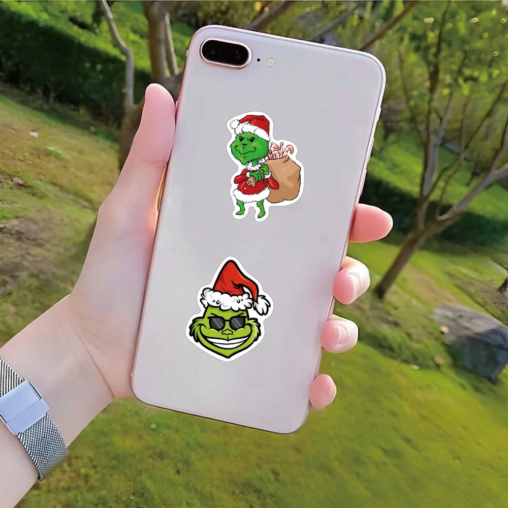 10/30/50PCS The Grinch Movie Stickers Funny Cartoon Sticker Christmas Graffiti Decals Luggage Laptop Guitar Car Bike Kids Toys (ONLINE ORDER ONLY)