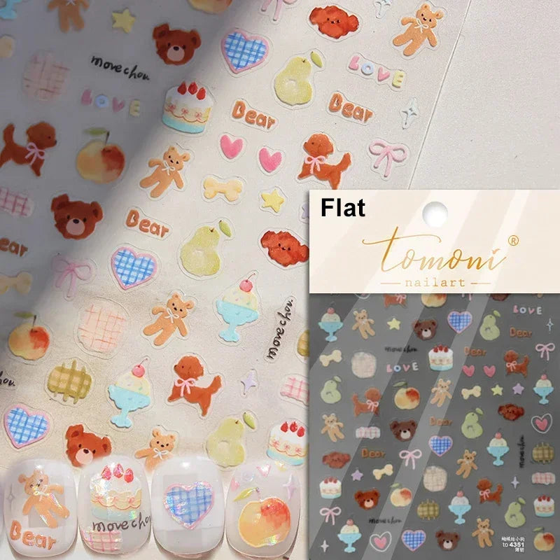 Cookies Chocolate Love Heart Flower Bowknot Rabbit Bunny Lace Bear Star Bouquet Rabbit Adhesive Nail Art Sticker Manicure Decal (ONLINE ORDER ONLY)