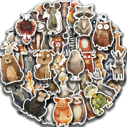 50Pcs Strange Watercolor Animals Stickers Cute Waterproof Decals For DIY Helmet Skateboard Laptop Motorcycle Cool Kids Gifts﻿ (ONLINE ORDER ONLY)