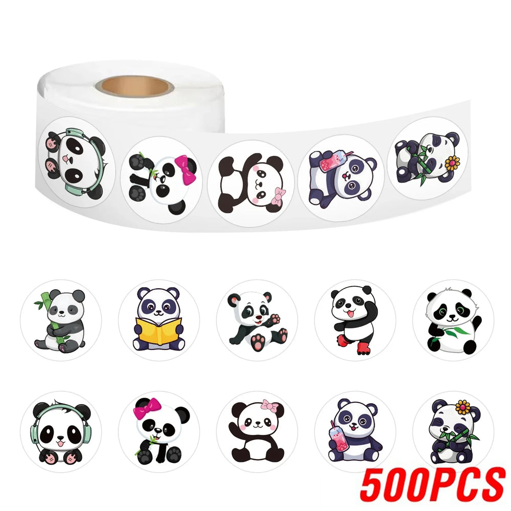100-500pcs Cute Panda Cartoon Stickers Reward Sticker for Kids Gift Decoration Envelope Sealing Labels Stationery Stickers 1inch (ONLINE ORDER ONLY)