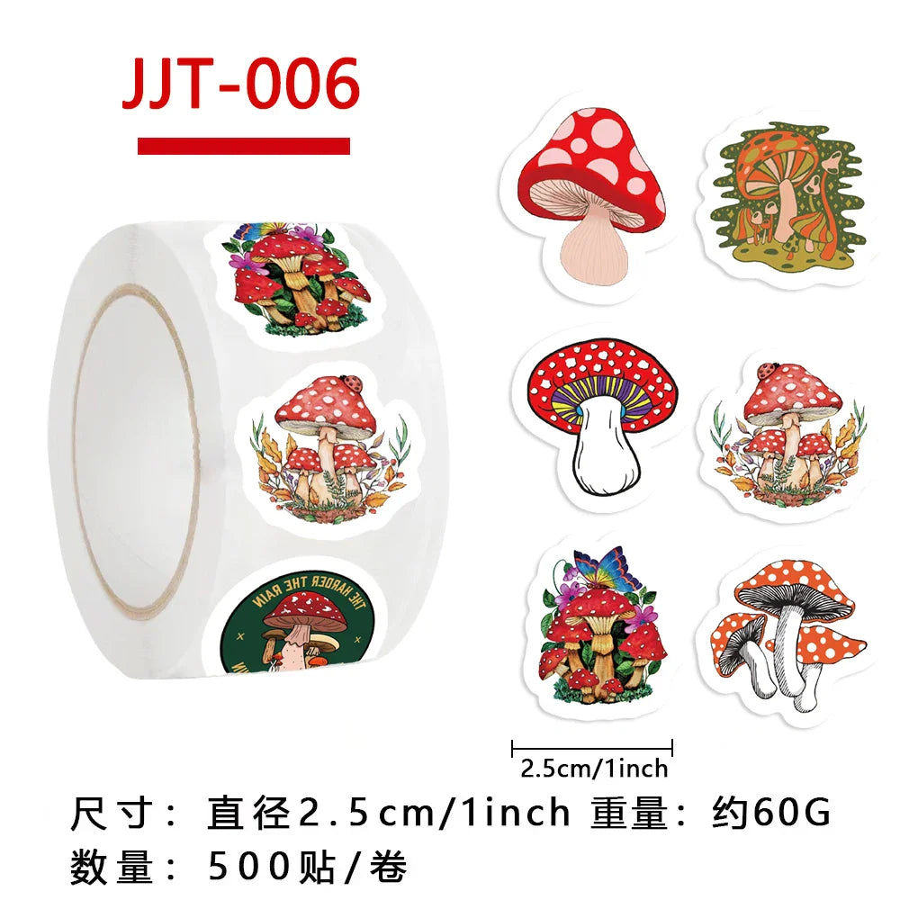 500pcs Mushroom Stickers for Children Kids Cartoon Sticker Small Cute Toys Sticker DIY Gift Sealing Label Decoration (ONLINE ORDER ONLY)