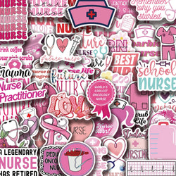 50PCS Pink Nurse Stickers for Phone, Car, Laptop, Luggage, Study - Nurse Decals (ONLINE ORDER ONLY)
