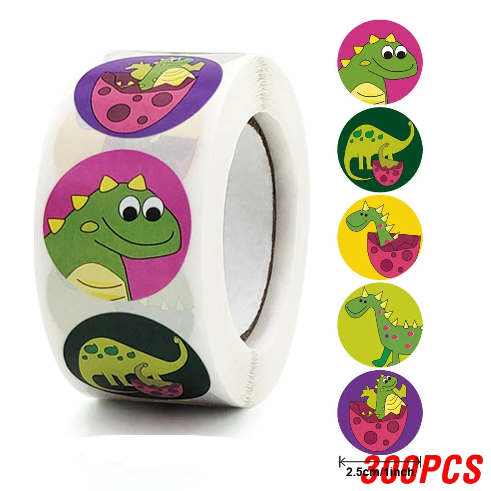 100-500pcs New Cartoon Dinosaurs Stickers 6 Designs for Classroom Teacher Stationery Sticker Label for Kids Reward Stickers (ONLINE ORDER ONLY)